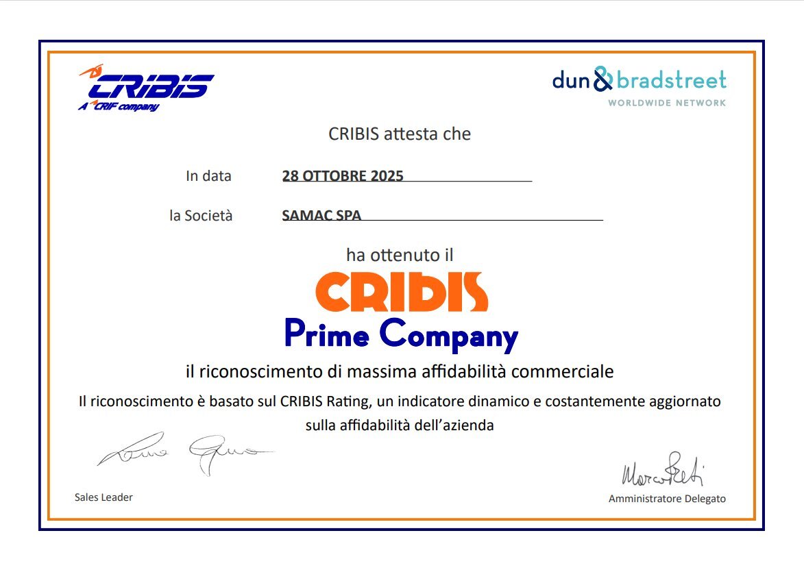 Certificato Cribis Prime Company - Samac 2025