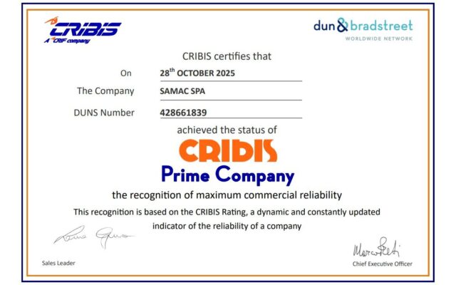 Cribis Prime Company Certificate - Samac 2025